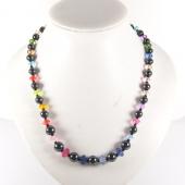 Multi-Color Glass Crystal Beads and Hematite Beads Necklace